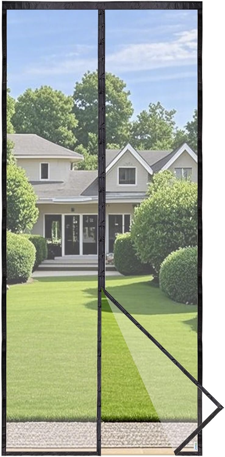 Apalus Vliegengordijn voor Deur met Magnetische Sluiting, Insectenhor voor Balkon- en Terrasdeur, Zonder Boren te Monteren, Niet Inkortbaar (70x210 cm, Zwart)