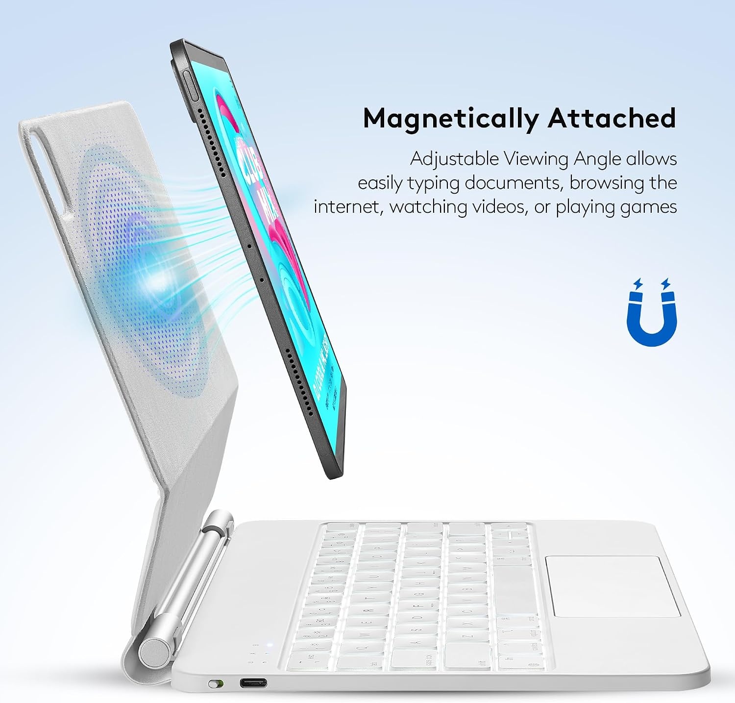 Magic Keyboard 10.9 Inch for iPad Air (5.4 Generation) with Keyboard for iPad Pro 11 Inch (3rd/2nd/1st Gen) Design Floating Stand, Magnetic Keyboard with Trackpad, German QWERTZ Layout