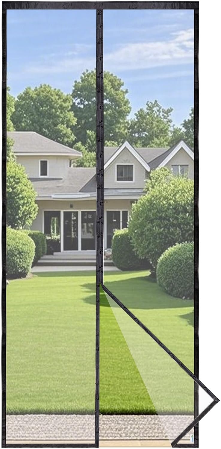 Apalus Vliegengordijn voor Deur met Magnetische Sluiting, Insectenhor voor Balkon- en Terrasdeur, Zonder Boren te Monteren, Niet Inkortbaar (70x210 cm, Zwart)