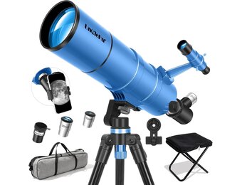 Telescoop voor astronomie volwassenen en kinderen, beginners, 22 x 165 x, 90 mm opening 550 mm, astronomische refractortelescoop met klapkruk, statief, mobiele telefoonhouder en draagtas, telescoop