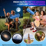 Telescoop voor astronomie volwassenen en kinderen, beginners, 22 x 165 x, 90 mm opening 550 mm, astronomische refractortelescoop met klapkruk, statief, mobiele telefoonhouder en draagtas, telescoop