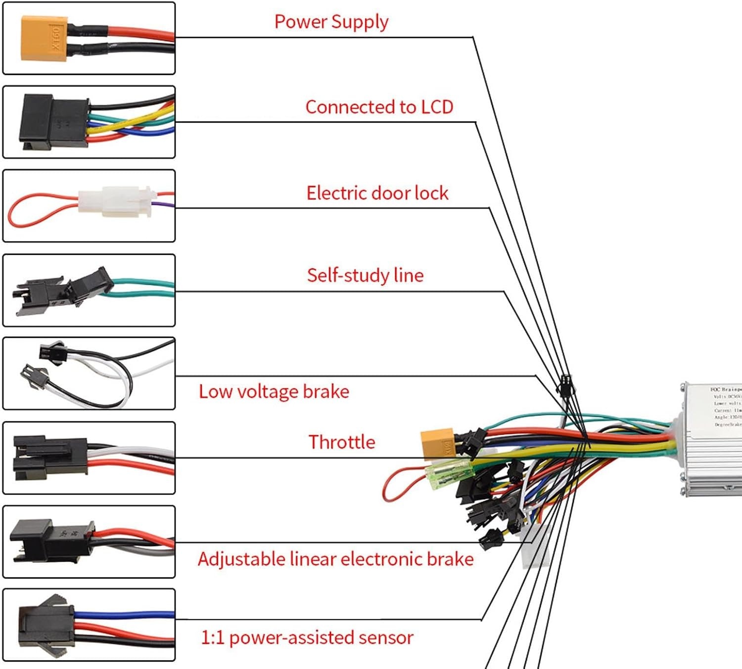 BuyWeek Elektrofahrrad Brushless Motor Controller Kit, 36V 48V 60V 450W 500W Sinuswellen Controller mit G51 LCD Anzeigefeld