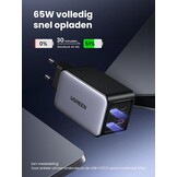 UGREEN Nexode 65W USB C-Charger 4-poorts GaN-lader Meerdere snelladers PD-oplader ondersteunt PPS 45W Compatibel met MacBook Pro/Air, HP Laptop, iPad Pro, iPhone-serie, Galaxy S24