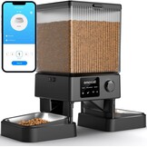 oneisall 5 liter voederautomaat voor katten, 2 bakken, 5 G/2,4 G Wifi, intelligente kattenvoerautomaat, eenvoudige bediening met app-bediening, voerverdeler voor katten/honden, met 2 roestvrijstalen
