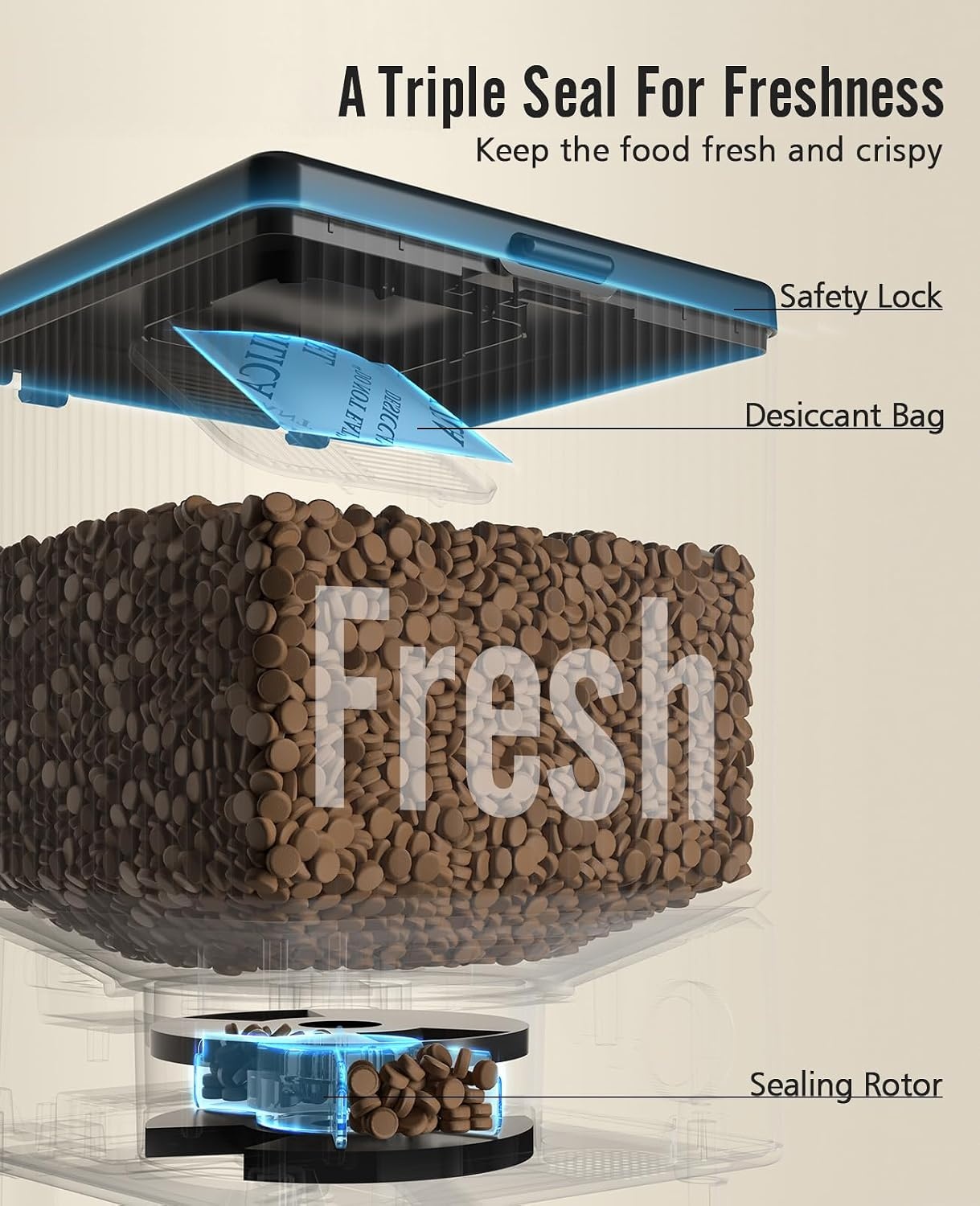 oneisall 5 liter voederautomaat voor katten, 2 bakken, 5 G/2,4 G Wifi, intelligente kattenvoerautomaat, eenvoudige bediening met app-bediening, voerverdeler voor katten/honden, met 2 roestvrijstalen