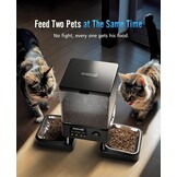 oneisall 5 liter voederautomaat voor katten, 2 bakken, 5 G/2,4 G Wifi, intelligente kattenvoerautomaat, eenvoudige bediening met app-bediening, voerverdeler voor katten/honden, met 2 roestvrijstalen