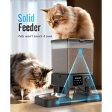 oneisall 5 liter voederautomaat voor katten, 2 bakken, 5 G/2,4 G Wifi, intelligente kattenvoerautomaat, eenvoudige bediening met app-bediening, voerverdeler voor katten/honden, met 2 roestvrijstalen