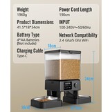 oneisall 5 liter voederautomaat voor katten, 2 bakken, 5 G/2,4 G Wifi, intelligente kattenvoerautomaat, eenvoudige bediening met app-bediening, voerverdeler voor katten/honden, met 2 roestvrijstalen