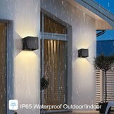 CANMEIJIA Led-wandlamp, voor binnen, 3000 K, 12 W, 4 stuks, IP65, instelbare lichtstraal, voor slaapkamer, woonkamer, tuin, gang, balkon, badkamer, zwart