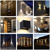 CANMEIJIA Led-wandlamp, voor binnen, 3000 K, 12 W, 4 stuks, IP65, instelbare lichtstraal, voor slaapkamer, woonkamer, tuin, gang, balkon, badkamer, zwart