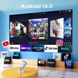 Mini Beamer Ondersteunt 1080P [Android 11 & Auto Trapezcorrectie] AKIYO O2 Slimme Beamer met WiFi 6 en Bluetooth 5.2, Kleine Projector met 180° Draaifunctie, Compatibel met HDMI/Smartphone/USB/Laptop