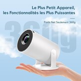 Mini Beamer Ondersteunt 1080P [Android 11 & Auto Trapezcorrectie] AKIYO O2 Slimme Beamer met WiFi 6 en Bluetooth 5.2, Kleine Projector met 180° Draaifunctie, Compatibel met HDMI/Smartphone/USB/Laptop