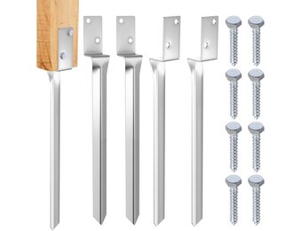 Set van 4 Gegalvaniseerde Indrijfankers voor Palen | 44cm Diep | 32% Korting