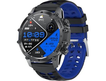 Smartwatch voor heren, 1,52 inch HD Smart Watch met 500 mAh, lange batterijduur, 114 sportmodi, militaire stijl, fitnesshorloge met hartslagmeter, stappenteller, slaapmonitor, zaklamp, compatibel