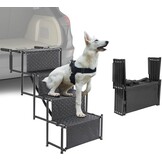 OUUTMEE Hondenautotrap met 4 niveaus, inklapbare hondenhelling met antislip oppervlak, hondentrap voor kleine en grote honden tot 80 kg, voor auto's en SUV's
