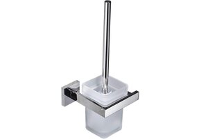 RVS Toiletborstelset Wandmontage | Mat Glas & Chroom | 47% Korting