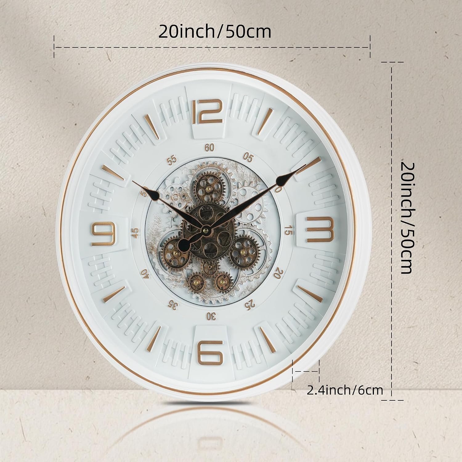 Industriële Steampunk Wandklok met Bewegende Tandwielen | 50 cm | 60% Korting
