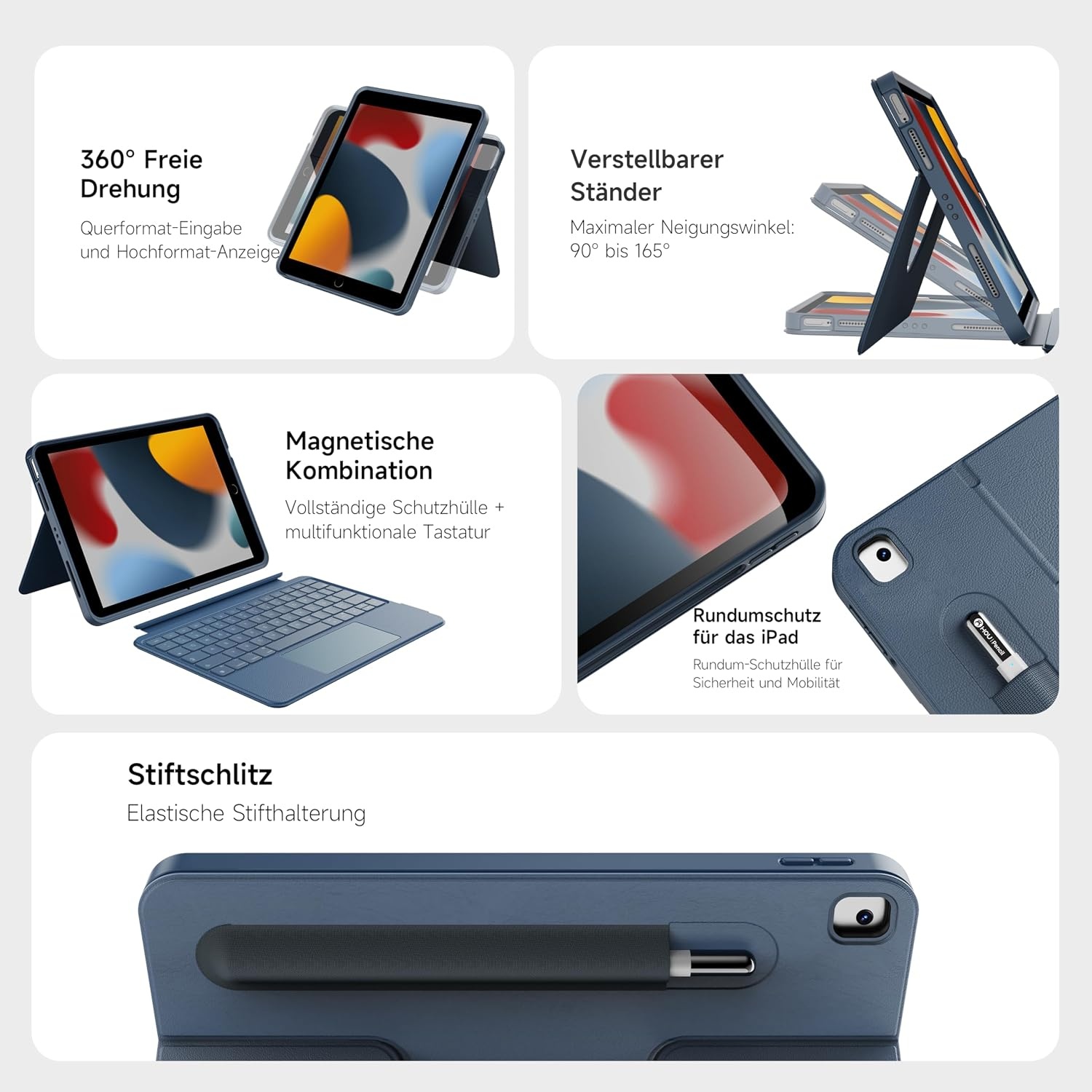 Toetsenbordhoes iPad 10.2" (9/8/7e gen) met Trackpad & 7 Kleuren Achtergrondverlichting | 34% Korting