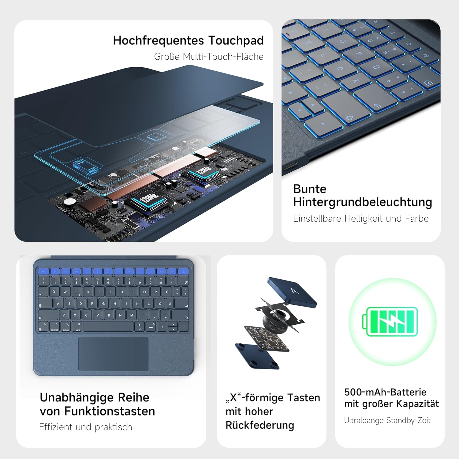 Toetsenbordhoes iPad 10.2" (9/8/7e gen) met Trackpad & 7 Kleuren Achtergrondverlichting | 34% Korting