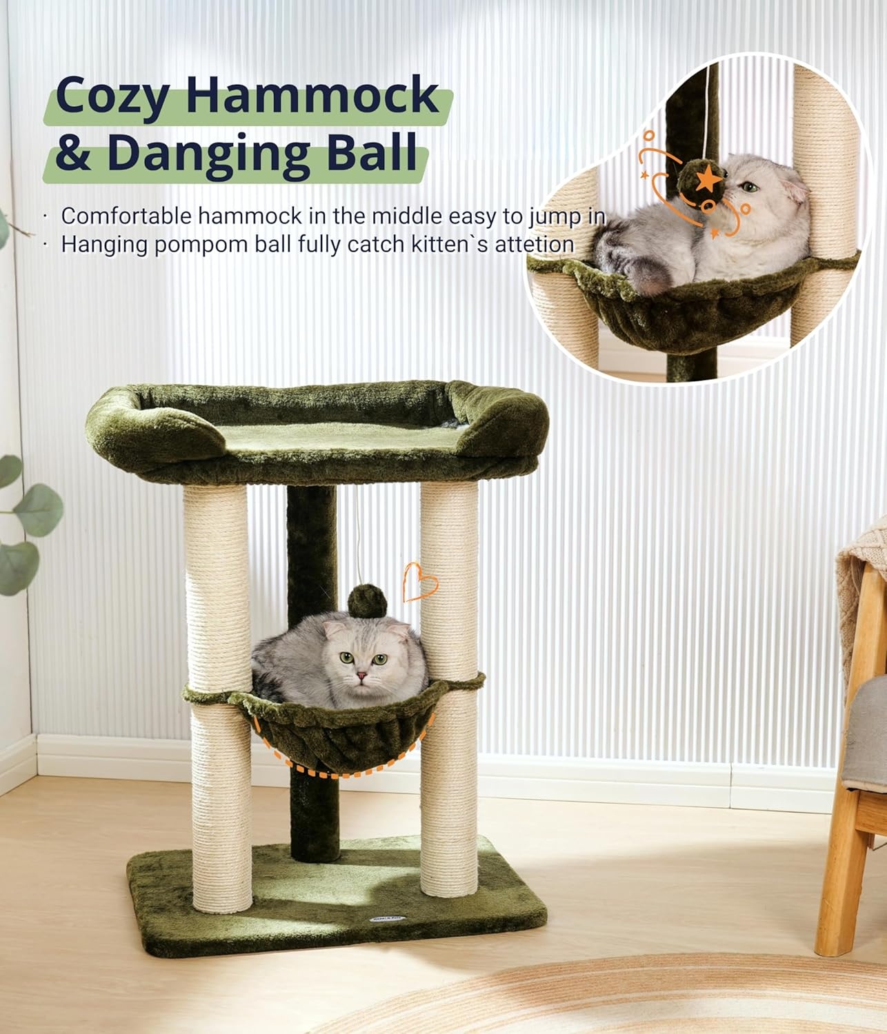 Groene Krabpaal 71cm met Hangmat - 34% Korting