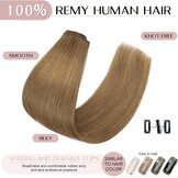 Clip-in Haarextensies Echt Haar Remy #6 Lichtbruin 30cm 34% Korting
