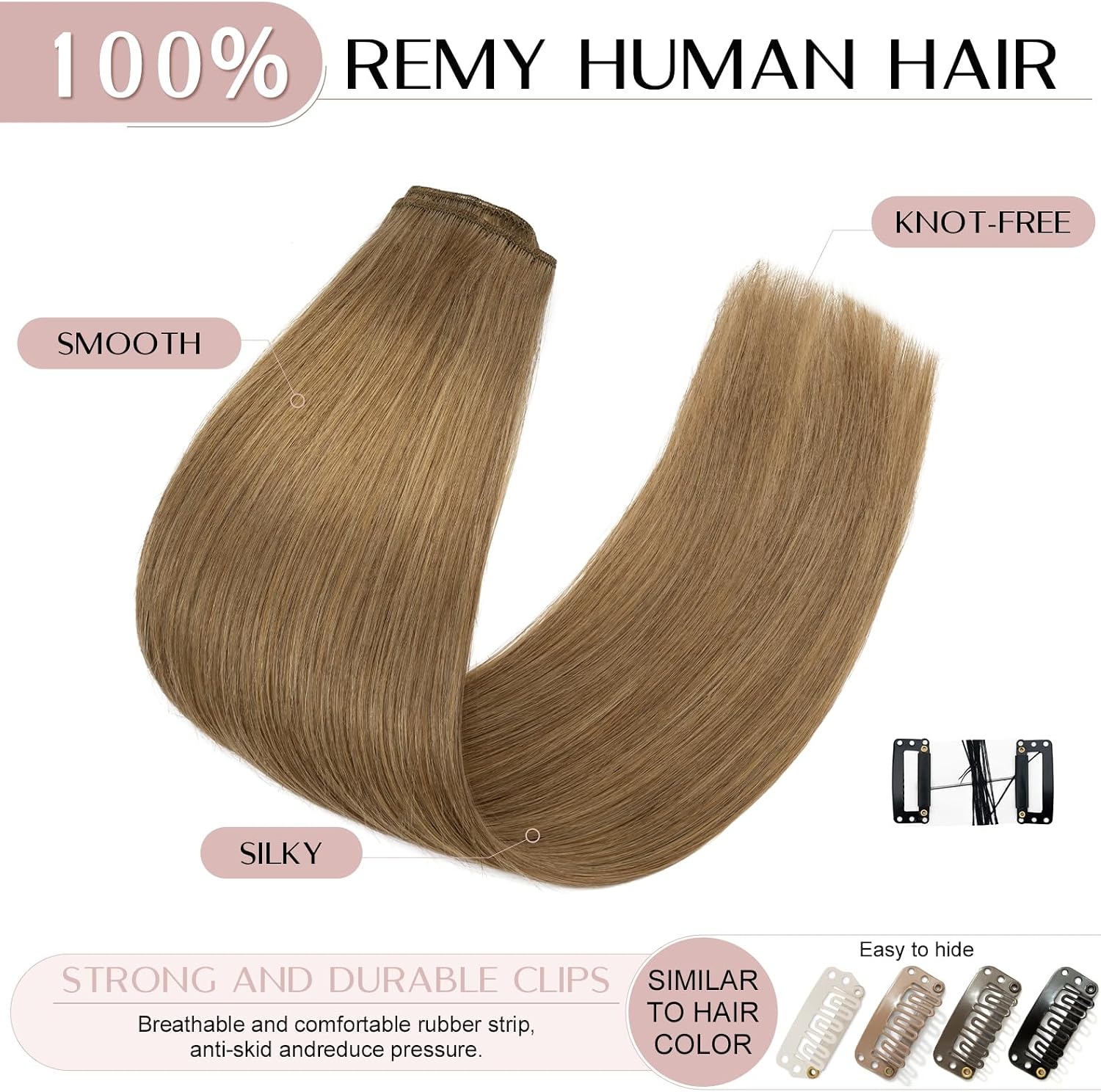 Clip-in Haarextensies Echt Haar Remy #6 Lichtbruin 30cm 34% Korting