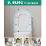 Universele Wc-bril D-vorm Softclose Antibacterieel | Wit | 42% Korting