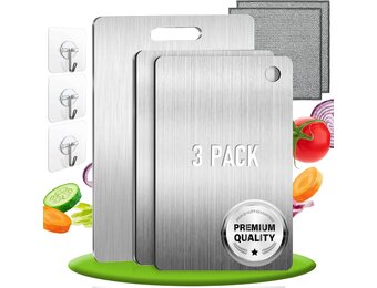 3-delige RVS Snijplank Set - Titanium Legering | Antibacterieel