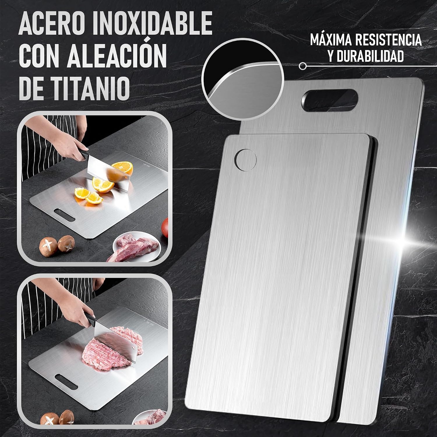 3-delige RVS Snijplank Set - Titanium Legering | Antibacterieel