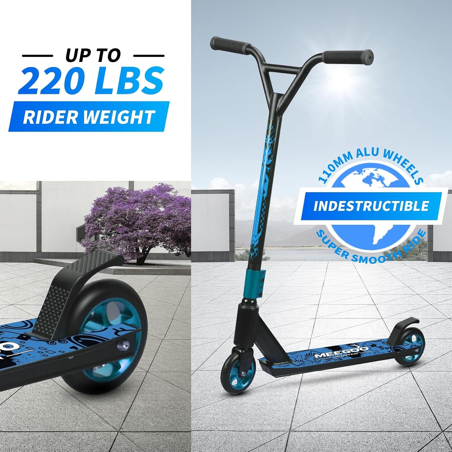 Stuntstep ABEC-10, Aluminium Wielen & Lichtgewicht Frame - 34% Korting!