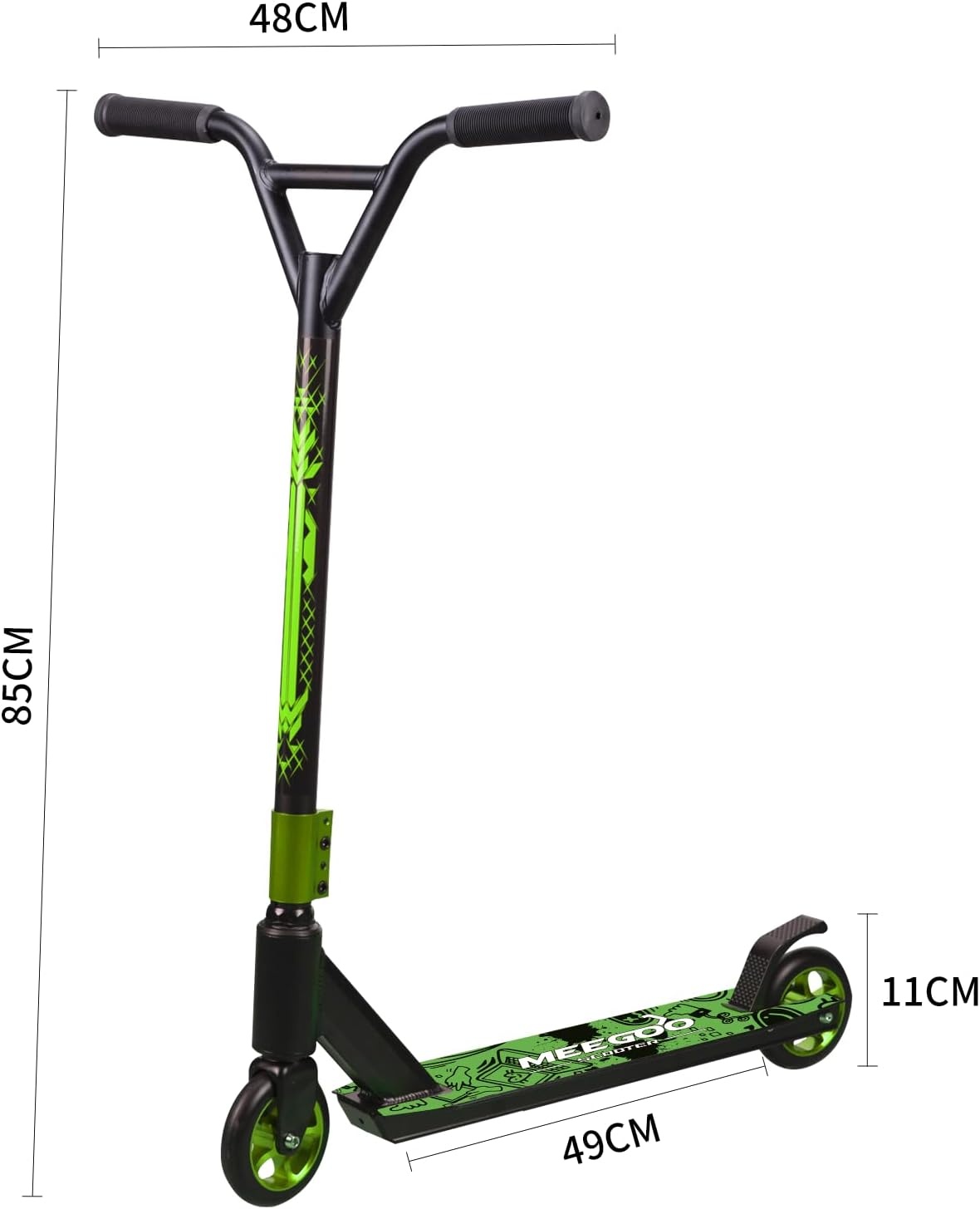 Stuntstep Groen - ABEC-10 Lagers | 100 kg | Lichtgewicht