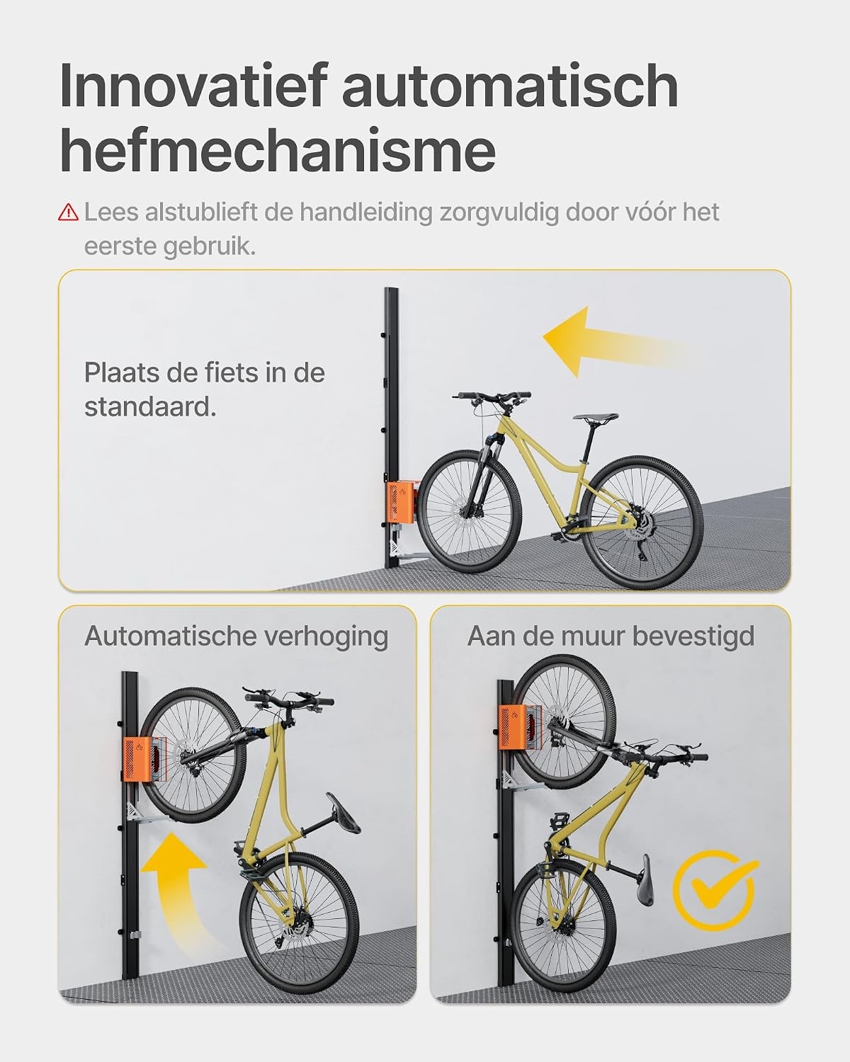 Ruimtebesparende Fietslift Oranje - Max. 32kg | 35% Korting