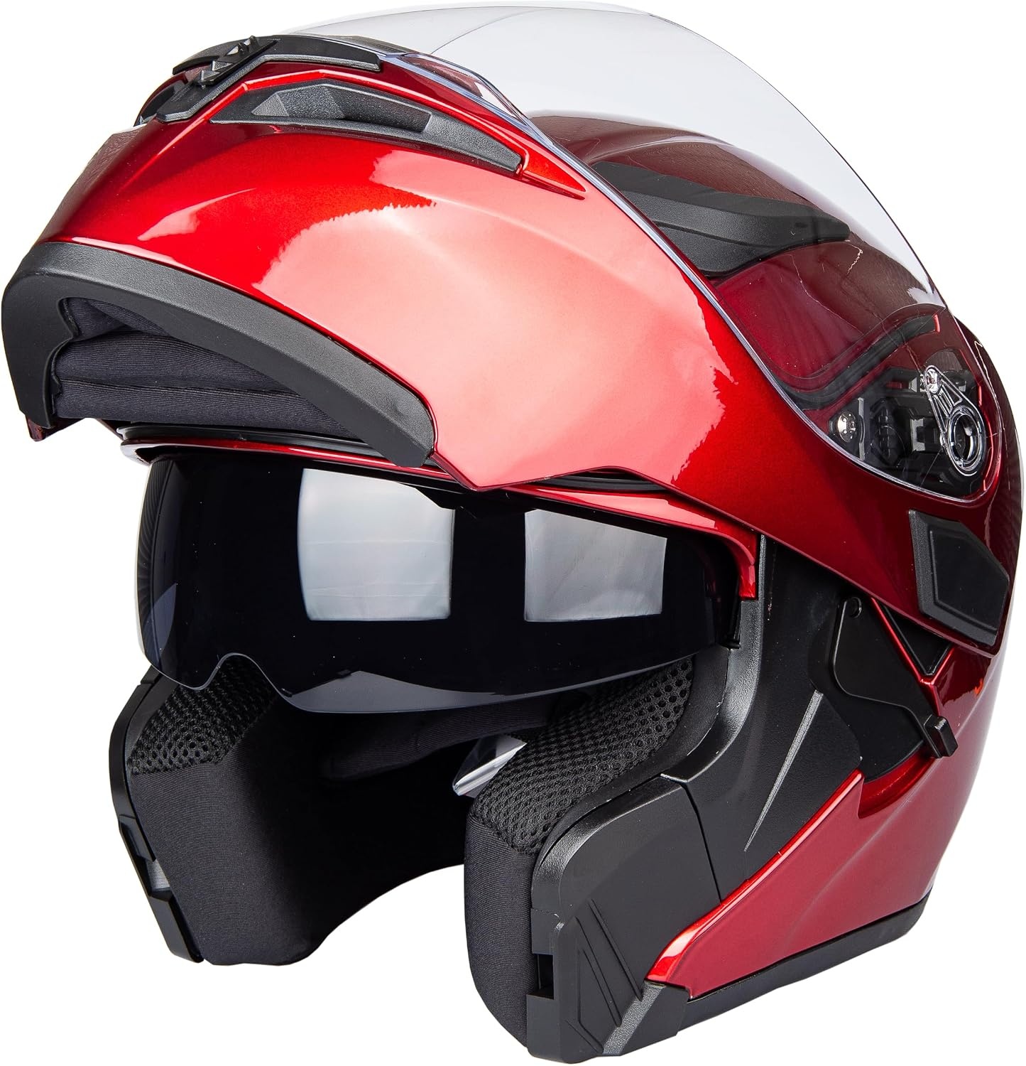 Opklaphelm Motorfiets Rood Maat M | Dubbel Vizier & Zonnescherm | DOT/ECE Keurmerk | -34%