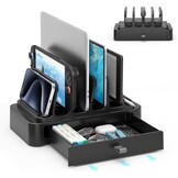 Verticale Laptopstandaard met Lade & 6 Sleuven - Zwart (-33%)