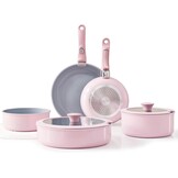 9-delige Keramische Pannenset - Roze | 34% Korting