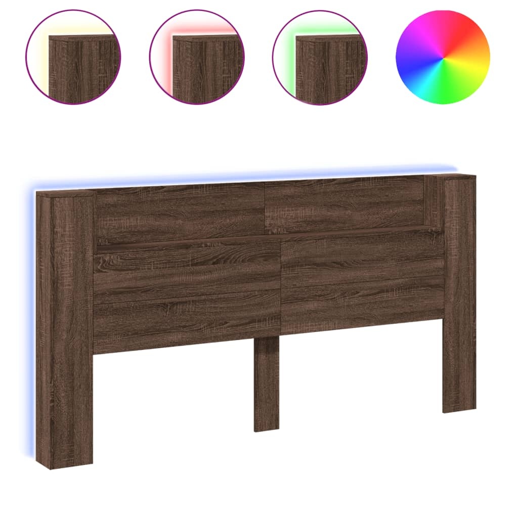 Hoofdbordkast met LED-verlichting Bruin Eiken - 34% Korting