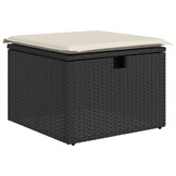 vidaXL Tuinkruk met Kussen - Zwart Poly Rattan - 34% Korting