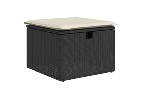 vidaXL Tuinkruk met Kussen - 55x55x37 cm - Zwart Poly Rattan - 51% Korting