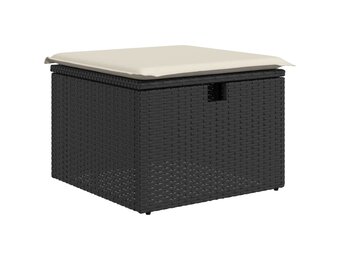 vidaXL Tuinkruk met Kussen - Zwart Poly Rattan - 34% Korting