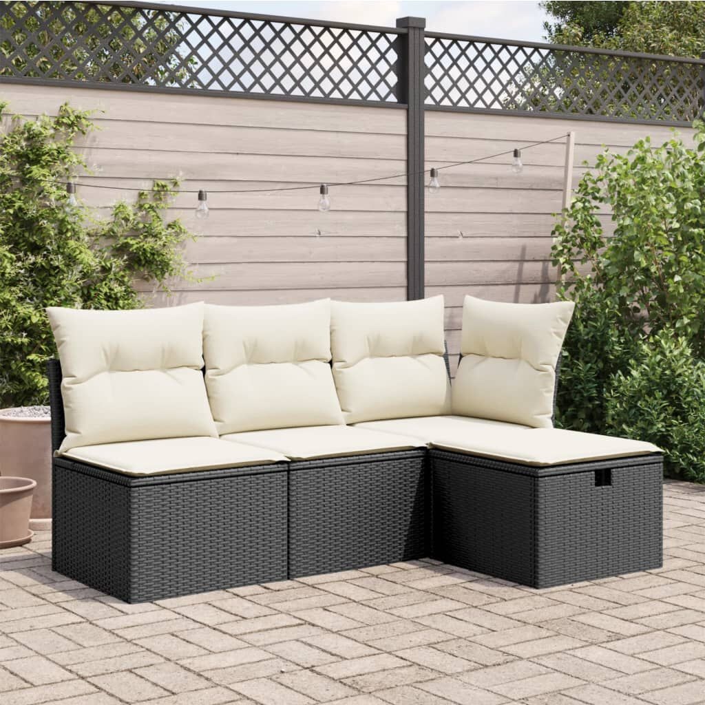 vidaXL Tuinkruk met Kussen - Zwart Poly Rattan - 34% Korting