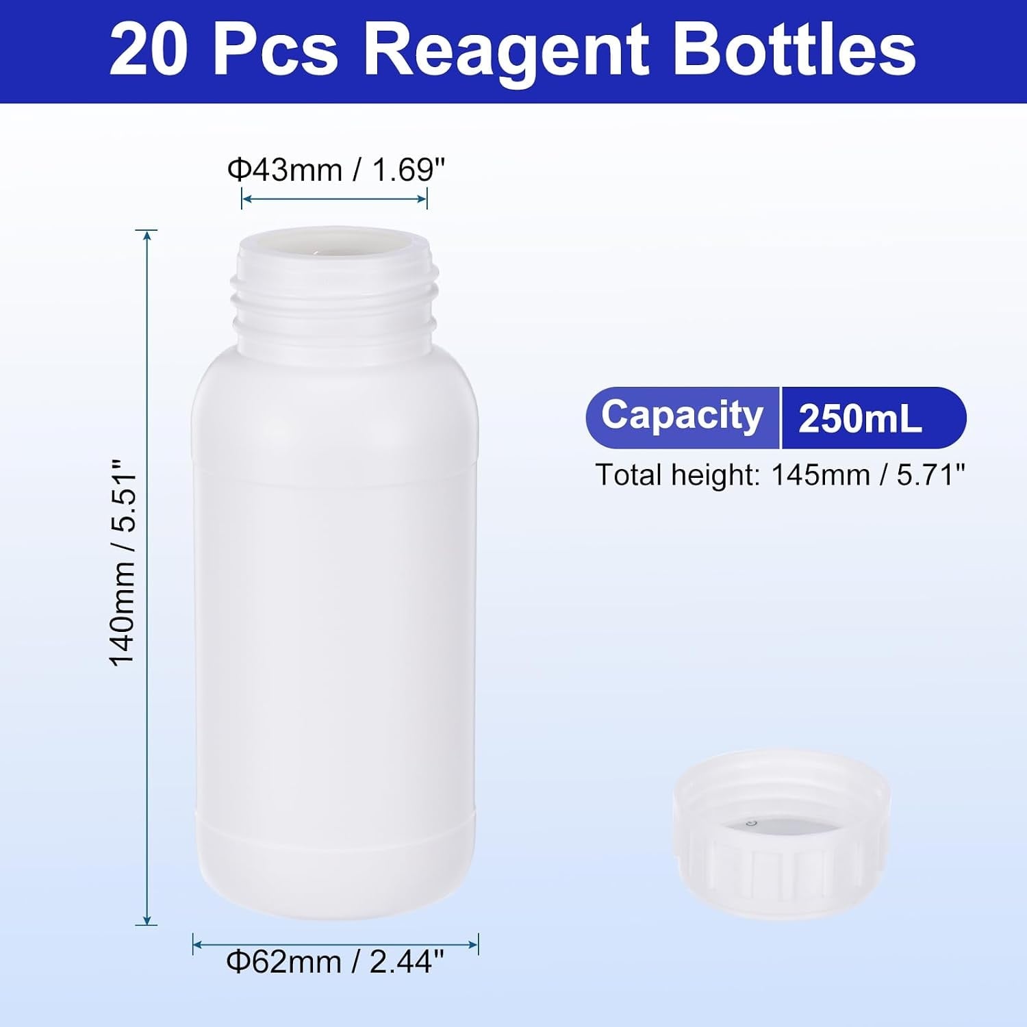 Reagensflessen 20 stuks 250 ml PE met schroefdop - 57% Korting