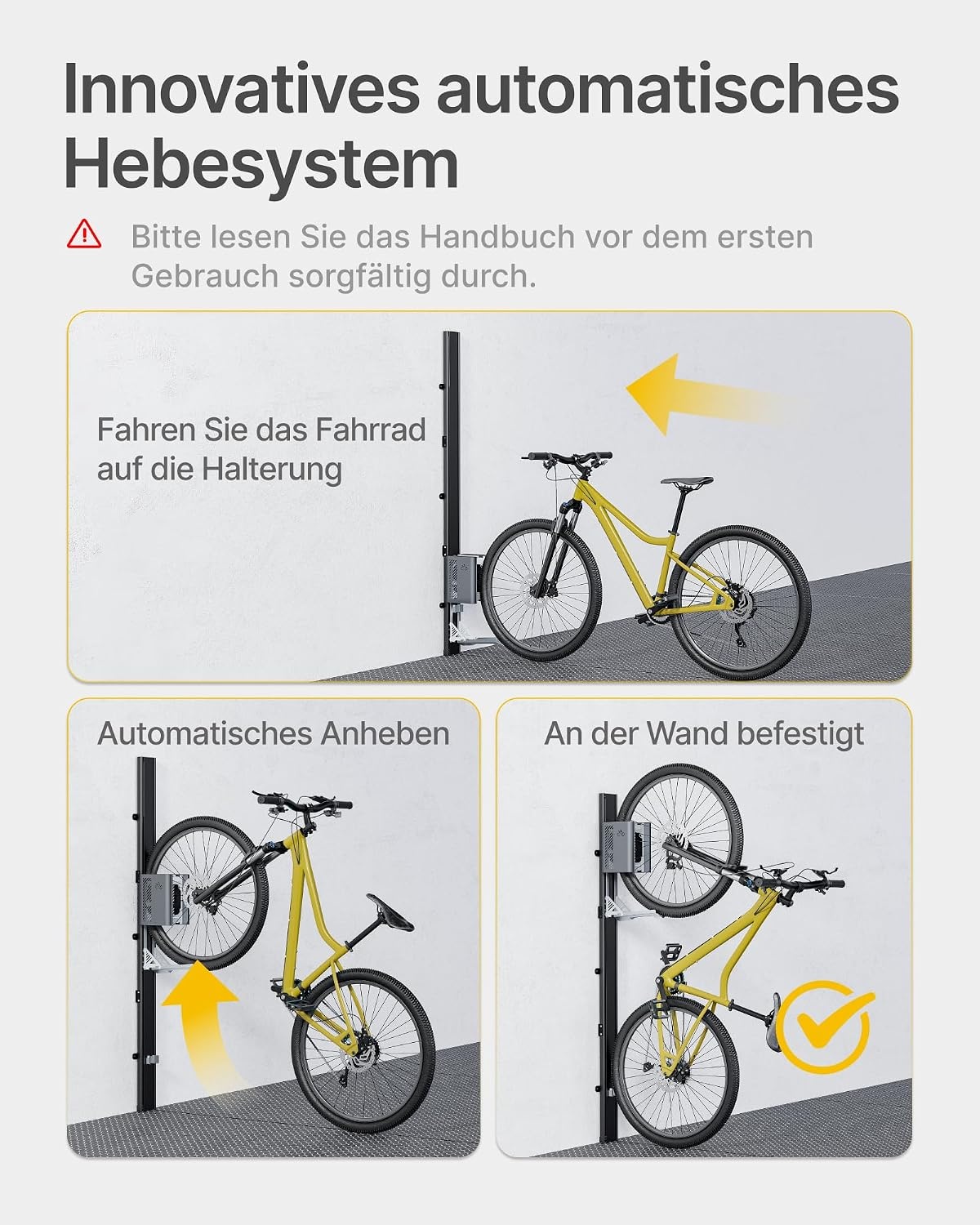 Automatische Fietslift Wandhouder Grijze Muurbeugel (max 32kg) - 35% Korting
