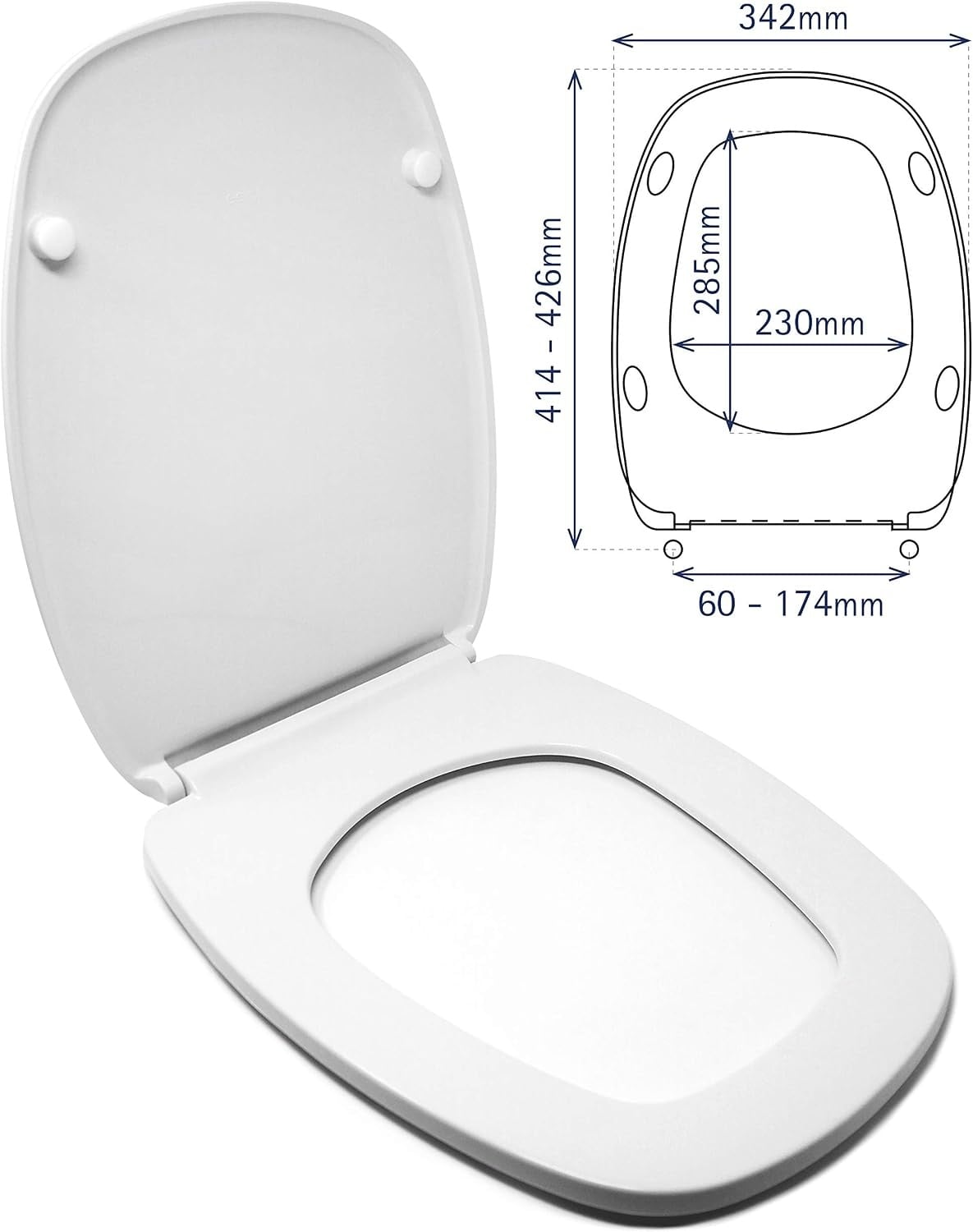 Toiletzitting Gala Diana Wit - Eco-polymeer, Verstelbaar Scharnier - 59% Korting