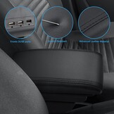 Armsteun Middenconsole Clio 4/Captur met USB - Kunstleer (Zwarte Lijn)