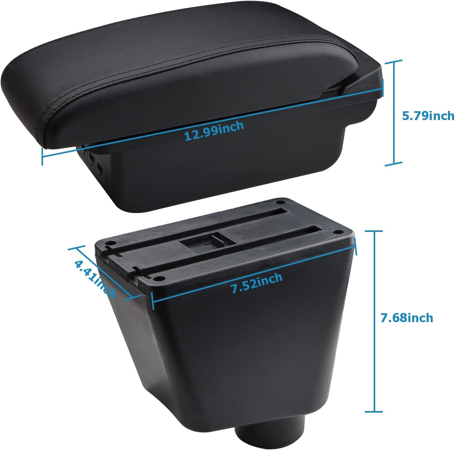 Armsteun Middenconsole Clio 4/Captur met USB - Kunstleer (Zwarte Lijn)