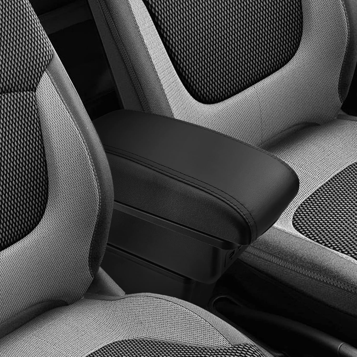 Armsteun Middenconsole Clio 4/Captur met USB - Kunstleer (Zwarte Lijn)