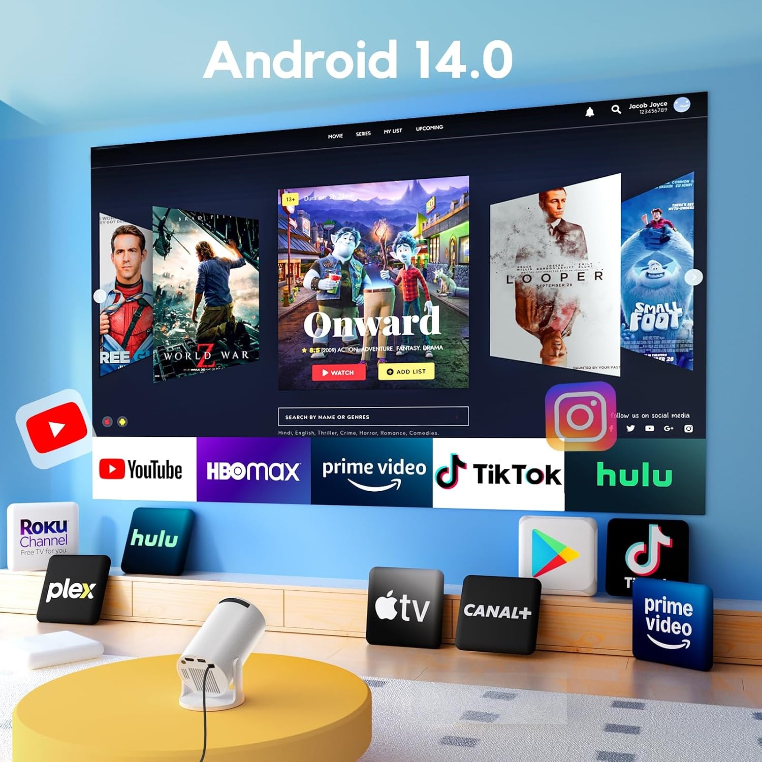 AKIYO O2 Mini Beamer met Android 11, WiFi 6 & 1080P - 34% Korting