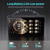 3 + 96 GB MP3-Speler met Bluetooth, Ondersteunt APK Gedownload, 5000 mAh Batterij Vooraf Geïnstalleerd Spotify, Audible en 5,0 inch 720,1280 IPS, MTK8 Core, CNC Aluminium Behuizing tot 1TB