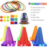 VATOS Lichtgevende werpspellen Buitenspellen Tuinspellen voor kinderen van 3, 4, 5 en 6 jaar, Bal & Ring & Zitzak werpspelset, Werpspel Tuinspeelgoed Spellen voor buiten Buitenspellen Speelgoed voor k