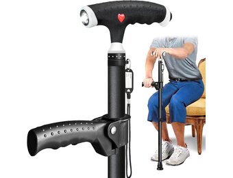 Verstelbare wandelstok voor heren en dames, dubbele handgreep, verstelbaar, wandelstok met ledlicht, wandelstokken voor senioren en mensen met verschillende soorten artritis